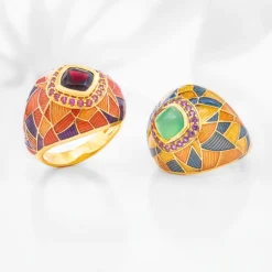 Grüner Chalzedon-Silberring(Adela Silber)