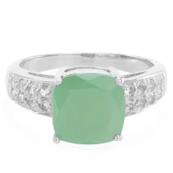 Grüner Chalzedon-Silberring