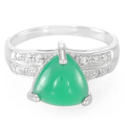 Grüner Chalzedon-Silberring