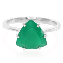 Grüner Chalzedon-Silberring