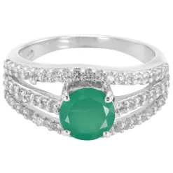 Grüner Chalzedon-Silberring