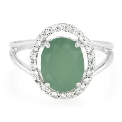 Grüner Chalzedon-Silberring