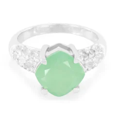 Grüner Chalzedon-Silberring