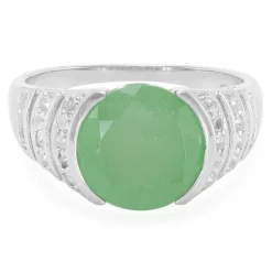 Grüner Chalzedon-Silberring