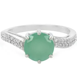 Grüner Chalzedon-Silberring