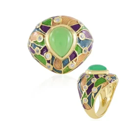 Grüner Chalzedon-Silberring (Adela Silber)