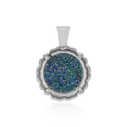 Grüner Glitzer-Achat-Silberanhänger