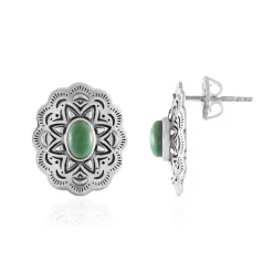 Grüner Türkis-Silberohrringe (Desert Chic)