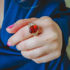 Hessonit-Granat-Goldring