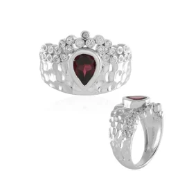 Himbeer-Rhodolith-Silberring (de Melo)