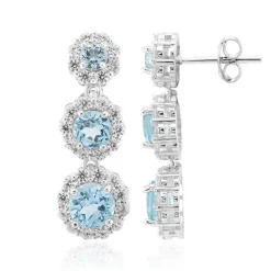 Himmelblauer Topas-Silberohrringe