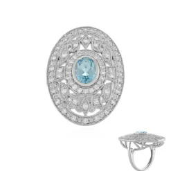 Himmelblauer Topas-Silberring