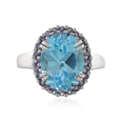 Himmelblauer Topas-Silberring