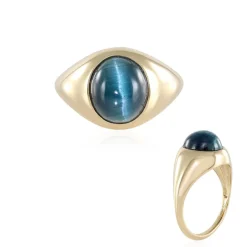 Indigolith-Katzenauge-Goldring (AMAYANI)