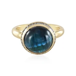 Indigolith-Katzenauge-Goldring (AMAYANI)