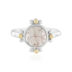 Kupferfarbener Rutilquarz-Silberring mit Gold (Granulieren)