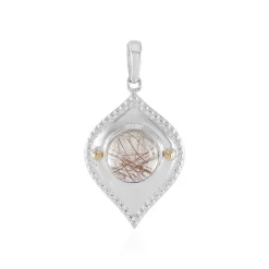 Kupferfarbener Rutilquarz-Silberanhänger mit Gold (Granulieren)