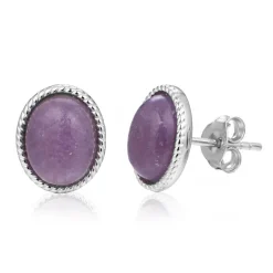 Lepidolith-Silberohrringe