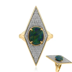 Lightning Ridge-Schwarzer Opal-Goldring (de Melo)