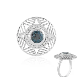 Londonblauer Topas-Goldring (Ornaments by de Melo)