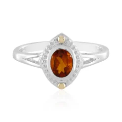 Madeira-Citrin-Silberring mit Gold (Granulieren)