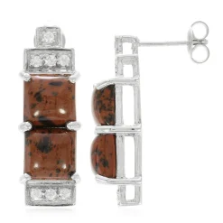 Mahagoni-Obsidian-Silberohrringe