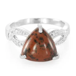 Mahagoni-Obsidian-Silberring