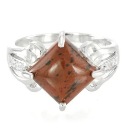 Mahagoni-Obsidian-Silberring