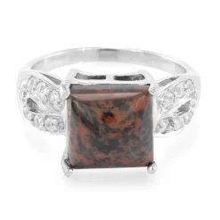 Mahagoni-Obsidian-Silberring