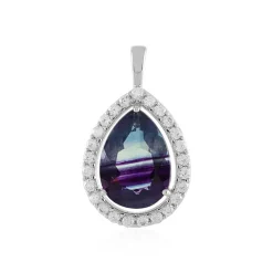 Mehrfarbiger Fluorit-Silberanhänger