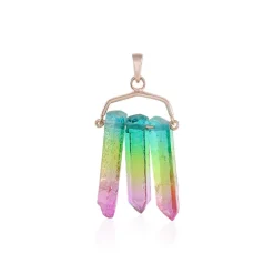 Mehrfarbiger Quarz-Silberanhänger
