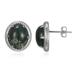 Moosachat-Silberohrringe