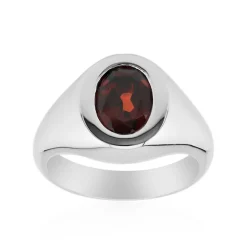 Mosambik-Granat-Herren-Silberring