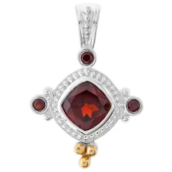Mosambik-Granat-Silberanhänger mit Gold (Granulieren)
