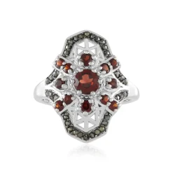 Mosambik-Granat-Silberring