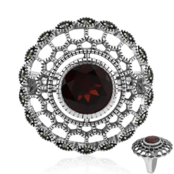 Mosambik-Granat-Silberring (Annette classic)