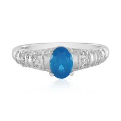 Neonblauer Apatit-Silberring