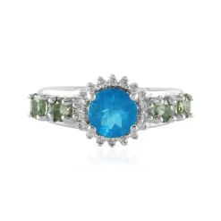 Neonblauer Apatit-Silberring