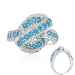 Neonblauer Apatit-Silberring