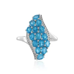 Neonblauer Apatit-Silberring