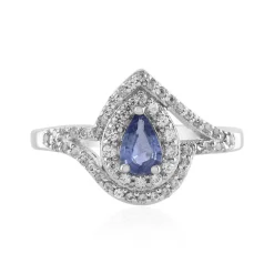 Nicht erhitzter Blauer Ceylon-Saphir-Silberring