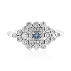 Nicht erhitzter Blauer Ceylon-Saphir-Silberring