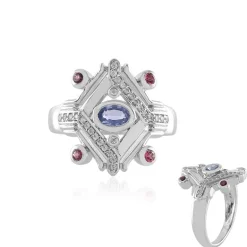 Nicht erhitzter Blauer Ceylon-Saphir-Silberring