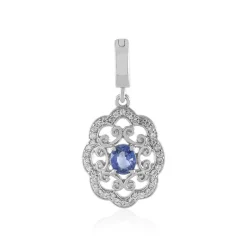 Nicht erhitzter Blauer Ceylon-Saphir-Silberanhänger