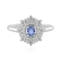 Nicht erhitzter Blauer Ceylon-Saphir-Silberring
