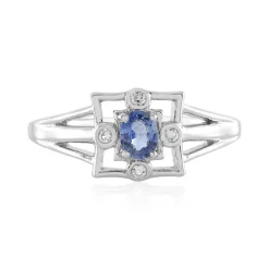 Nicht erhitzter Blauer Ceylon-Saphir-Silberring