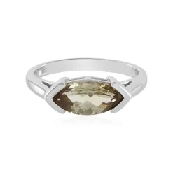 Nicht erhitzter Gelber Tansanit-Silberring