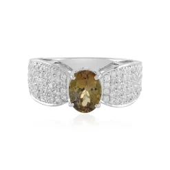 Nicht erhitzter Gelber Tansanit-Goldring