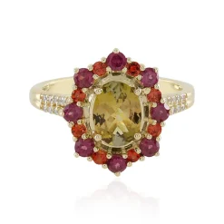 Nicht erhitzter Gelber Tansanit-Goldring (Adela Gold)