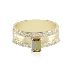 Nicht erhitzter Gelber Tansanit-Goldring (Adela Gold)